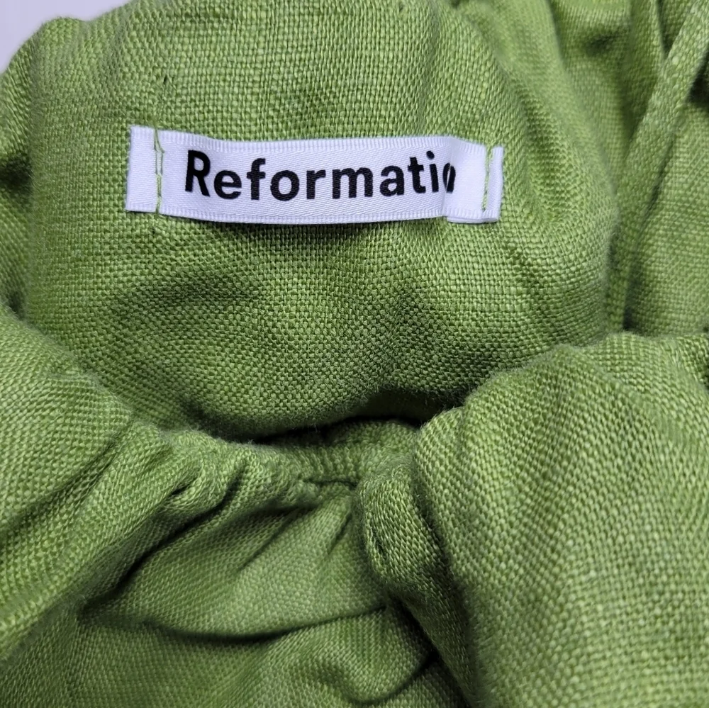 Reformation Ruskin Green Linen Crop Top XS Cottagecore Tank